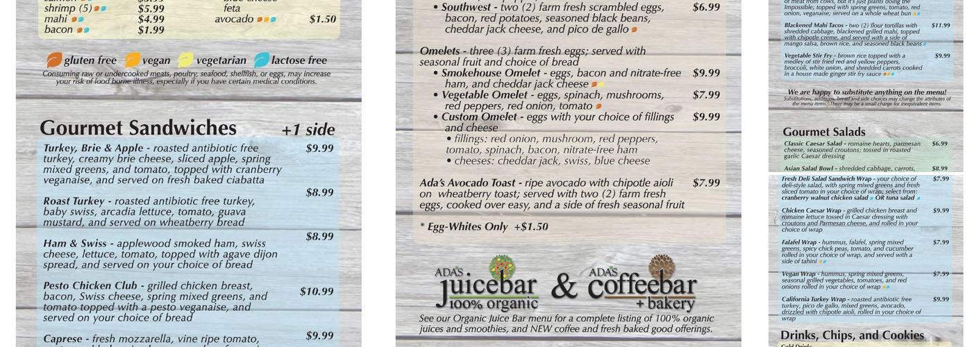 Ada's Green Leaf Grill Menu