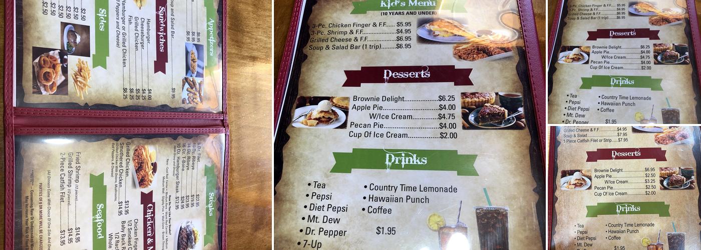 The Last Frontier Menu