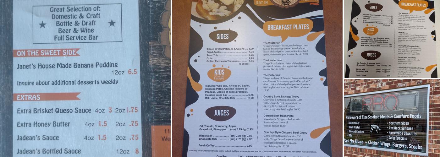 Jadean's Smokin' Six O BBQ Menu