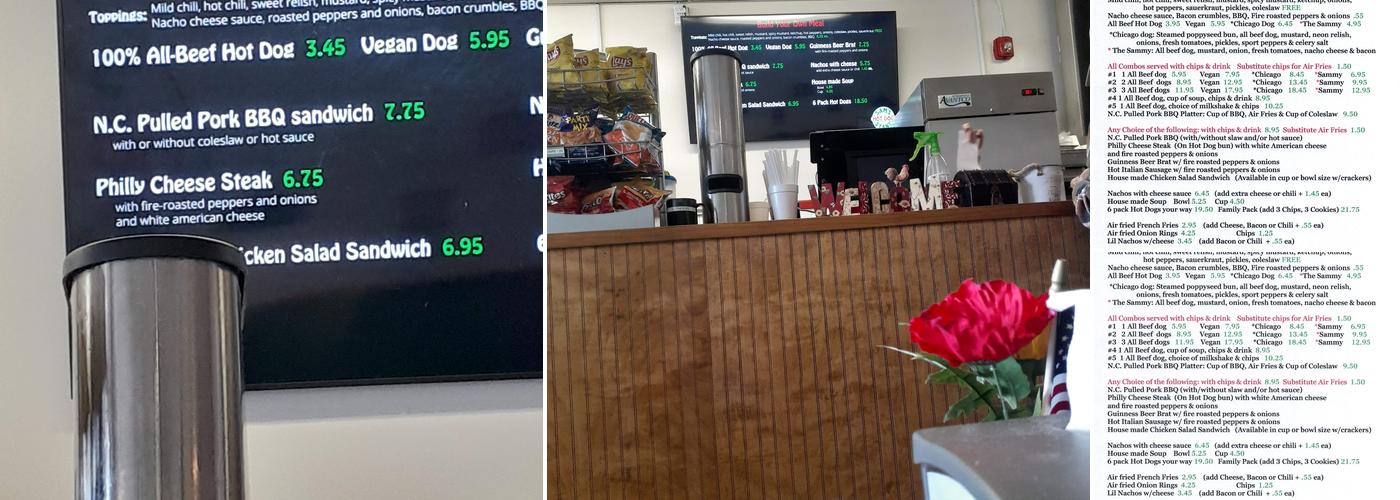 Sam's Hot Dog Stand Menu