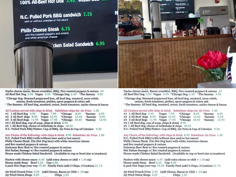 Sam's Hot Dog Stand Menu