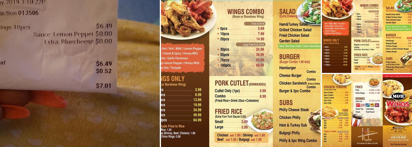 M&H Wings Menu