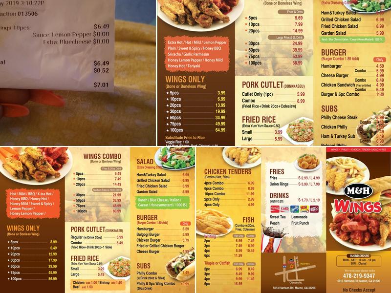 M&H Wings Menu