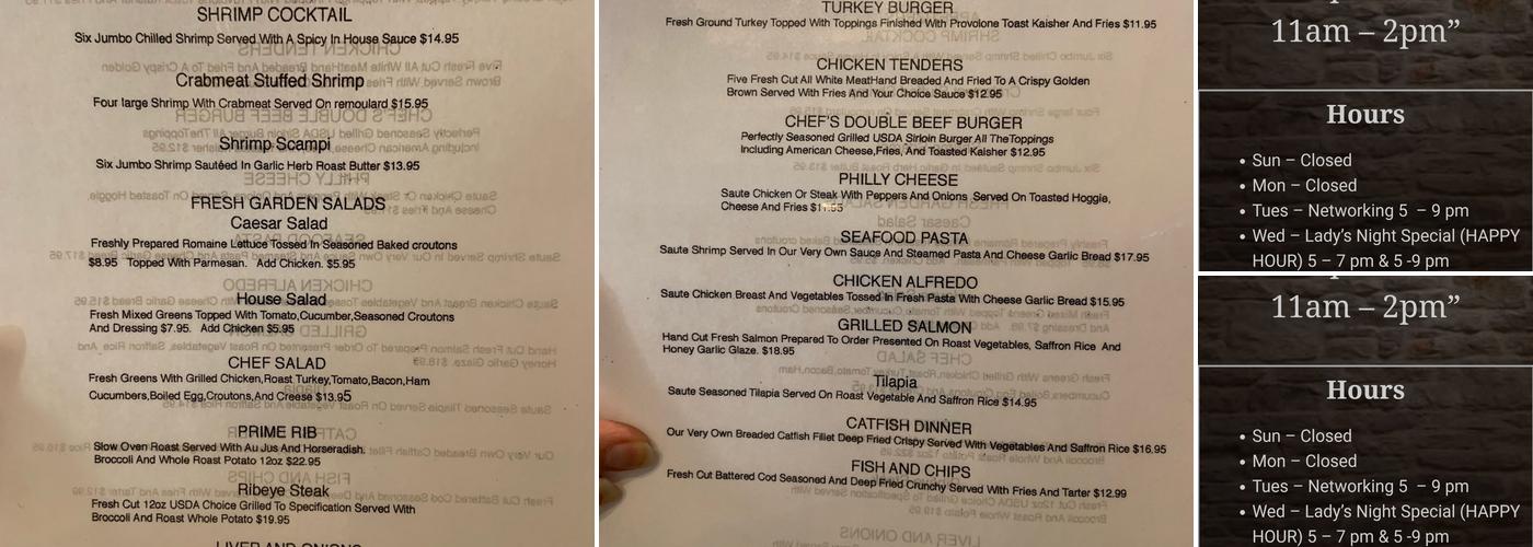 Gary's Fine Dining Menu