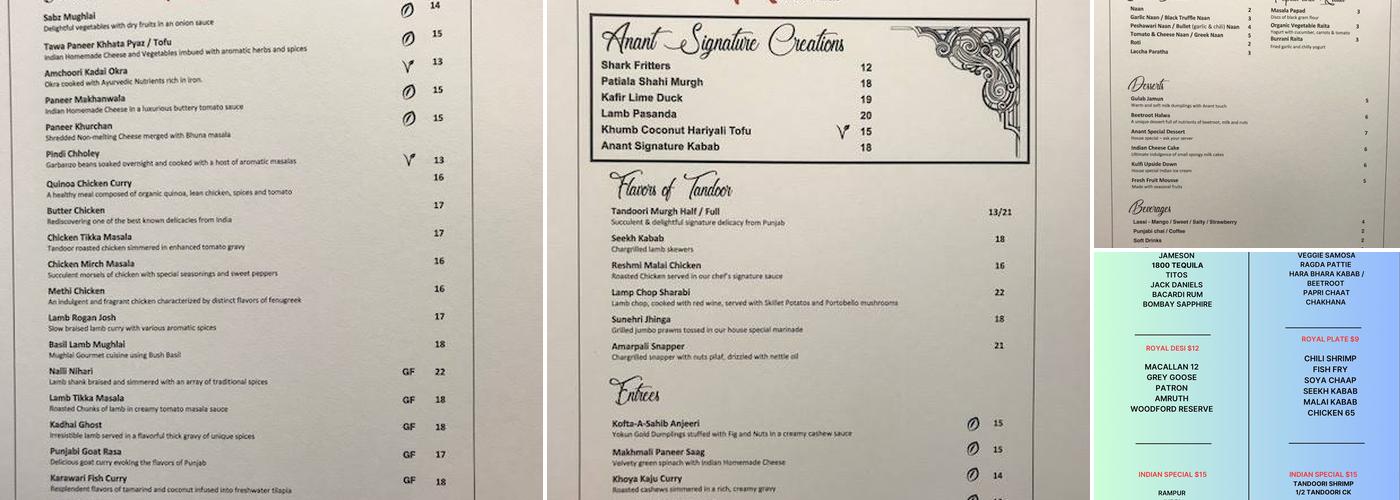 Adnan Indian restaurant Menu