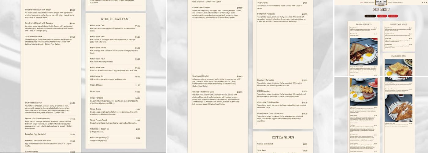 Station Grill Restaurant Menu