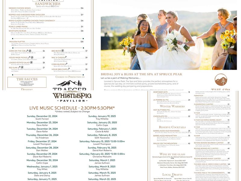 The WhistlePig Pavilion Menu