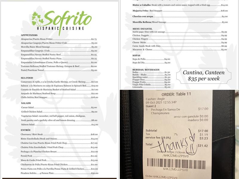 Restaurant Sofrito-PR Menu