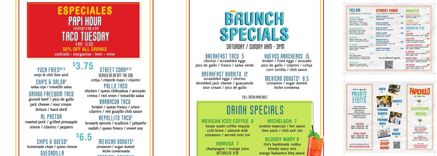 Papichulo Tacos Menu