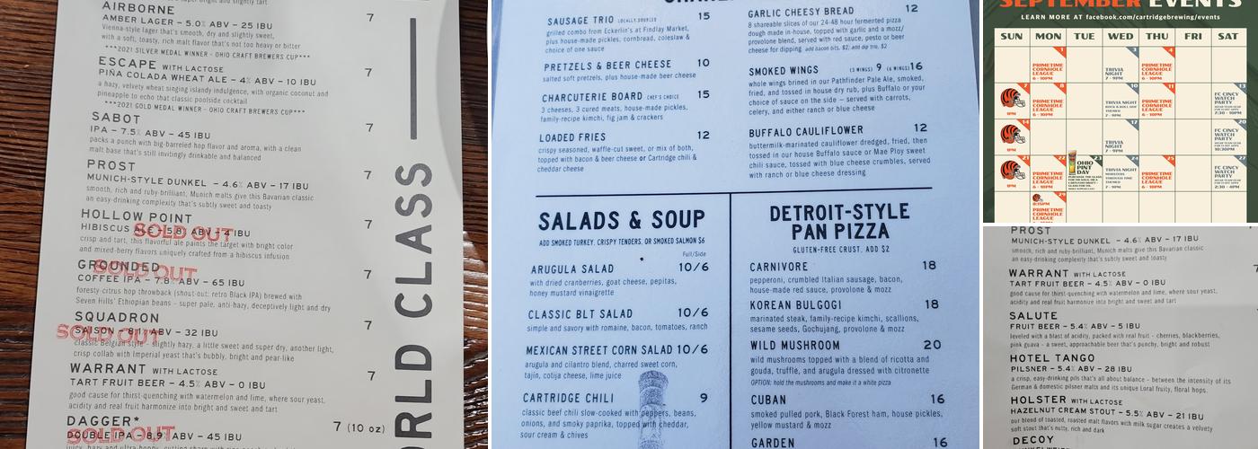 Cartridge Brewing Menu