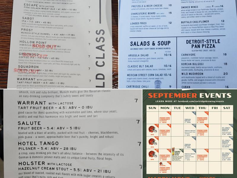 Cartridge Brewing Menu