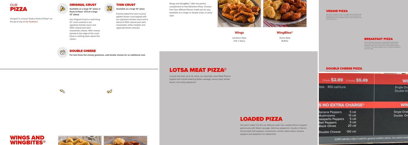 Hunt Brothers Pizza Menu