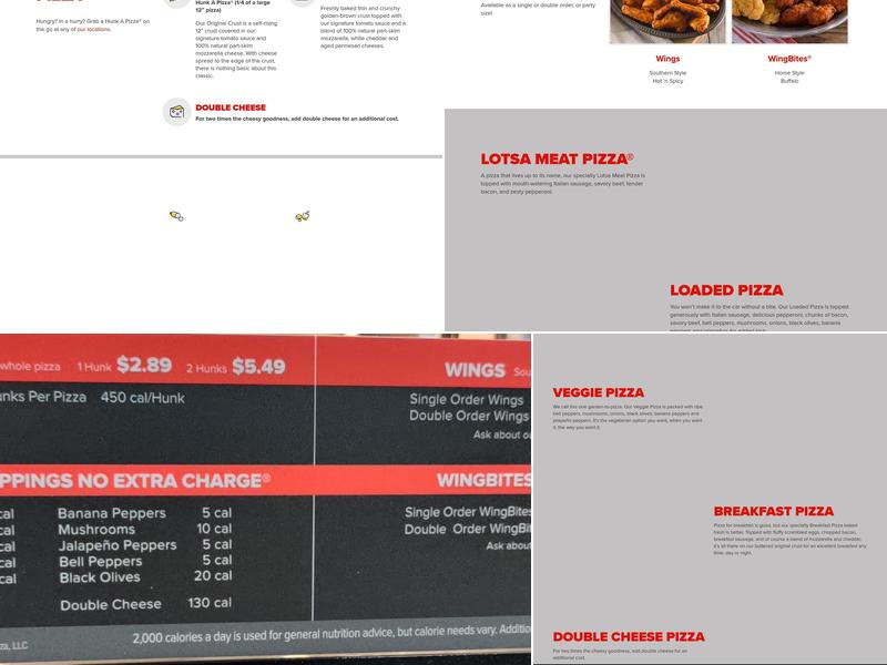 Hunt Brothers Pizza Menu
