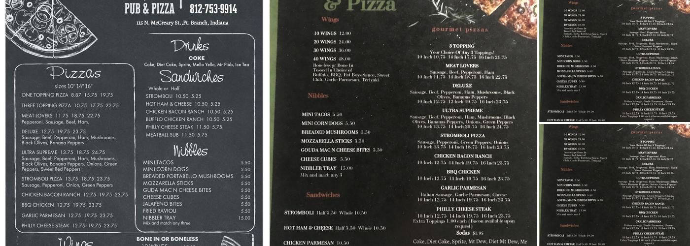 Harper's Pub & Pizza Menu