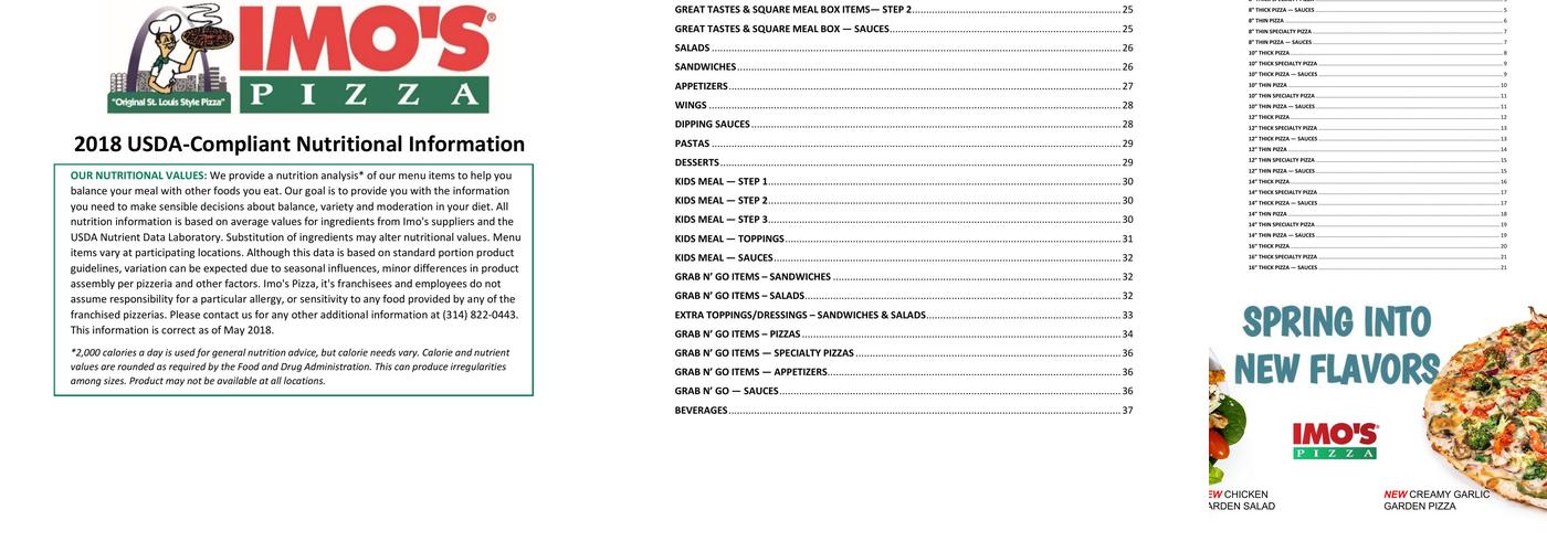 Imo's Pizza Menu