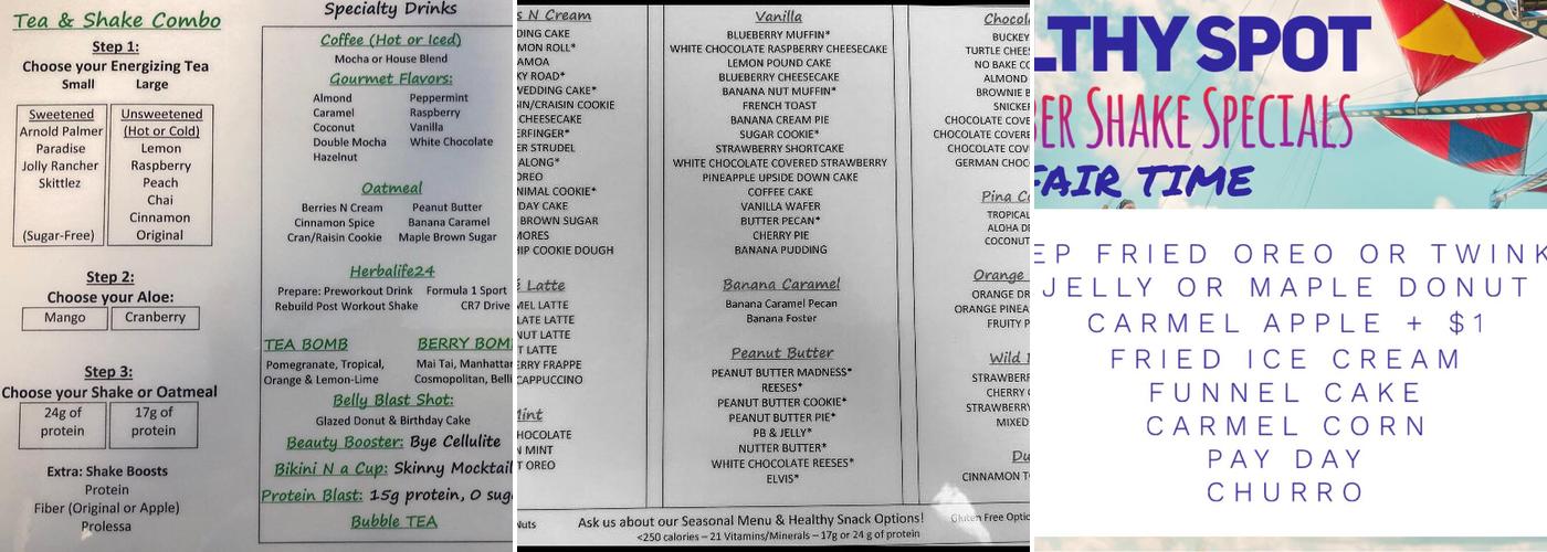 Healthy Spot Morenci Menu