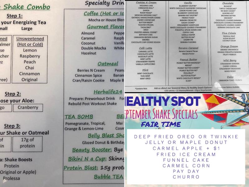 Healthy Spot Morenci Menu