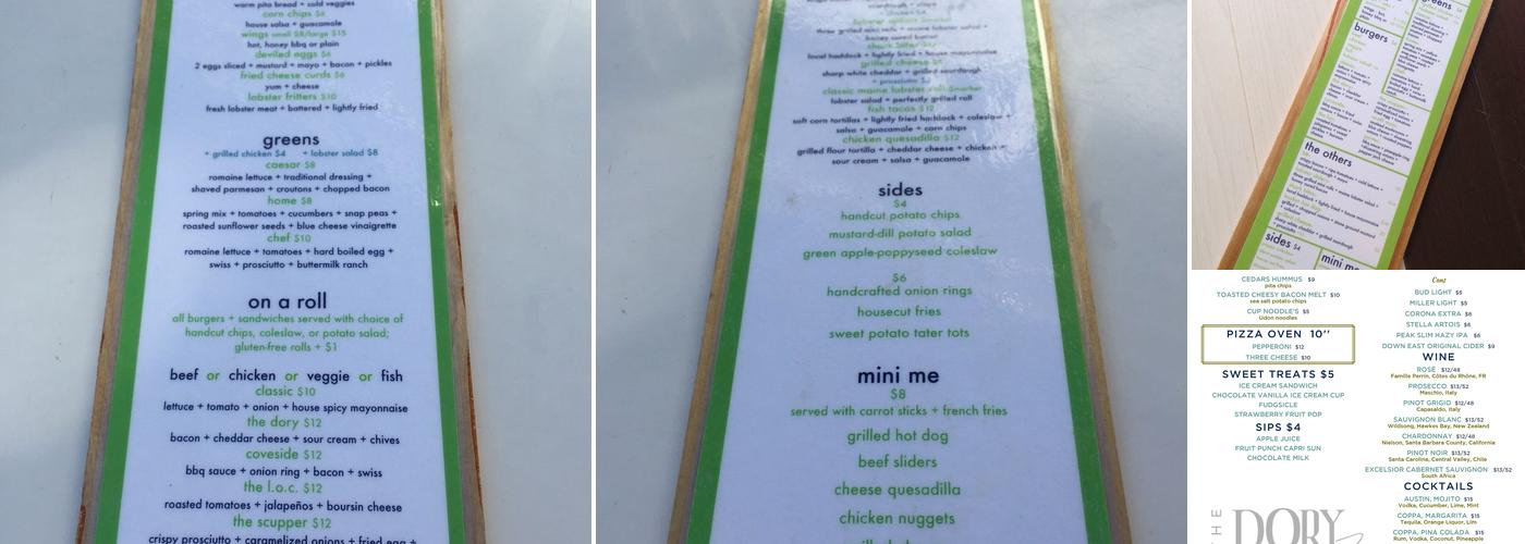 The Dory Menu