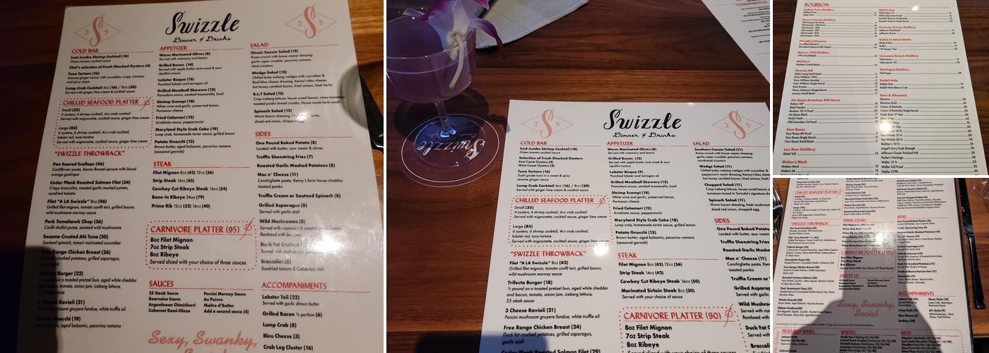 Swizzle Dinner & Drinks Menu