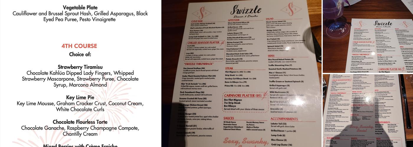 Swizzle Dinner & Drinks Menu