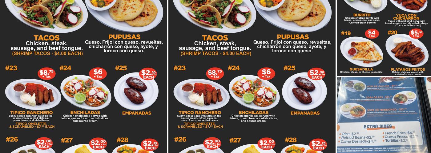 La Fe Restaurant and Pupuseria Menu