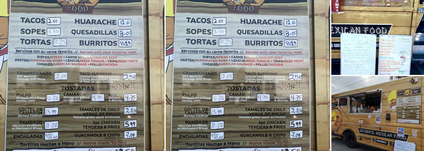 Speedy Gonzalez Mexican Food Truck Menu