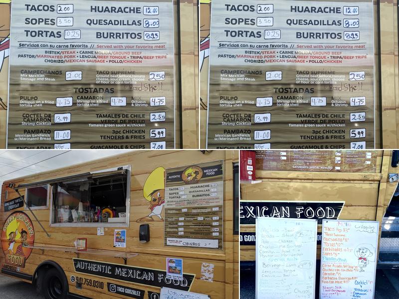 Speedy Gonzalez Mexican Food Truck Menu