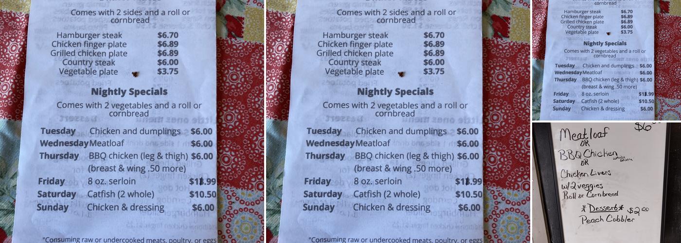 Mawmaw's Diner Menu