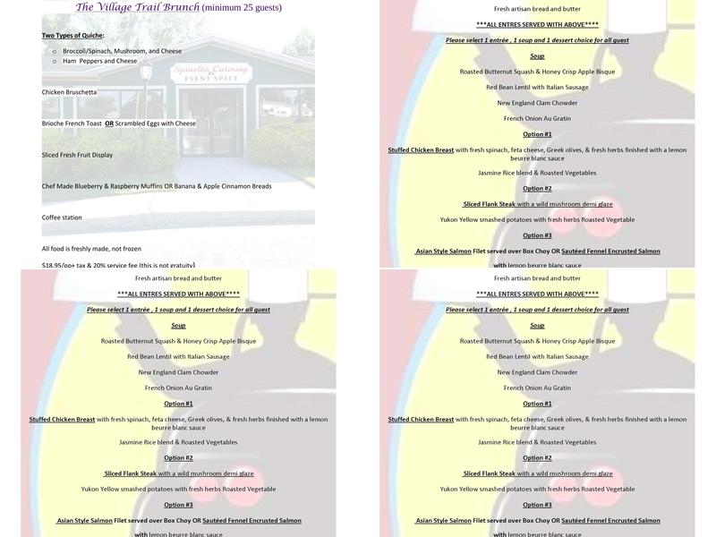 Spinelli's Catering & Event Space Menu