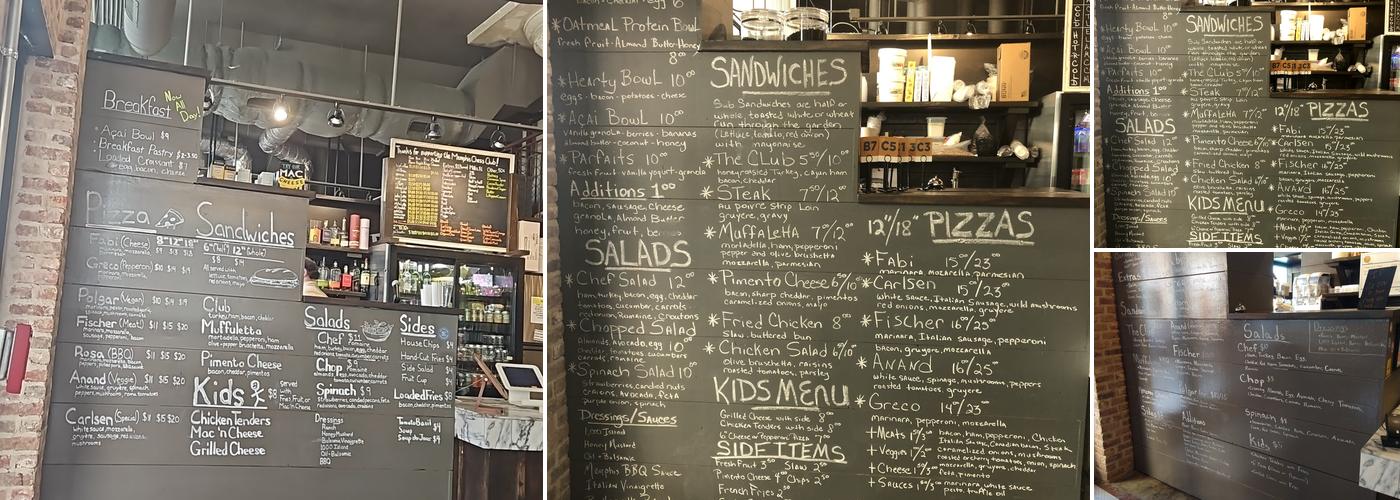 Memphis Chess Club Menu