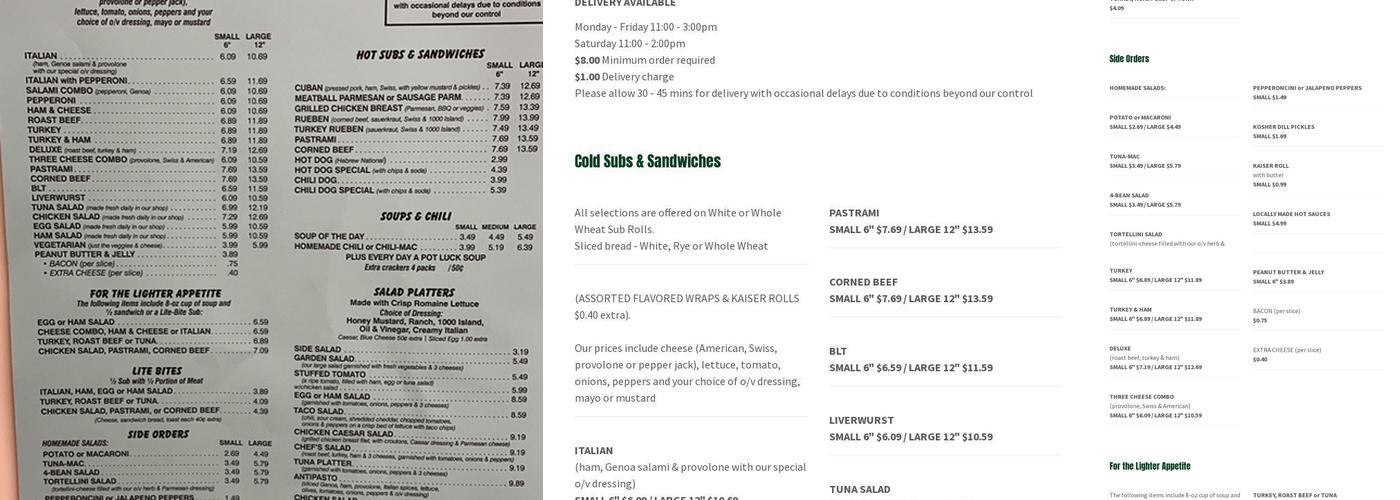 The Connection For Subs & Sandwiches Menu