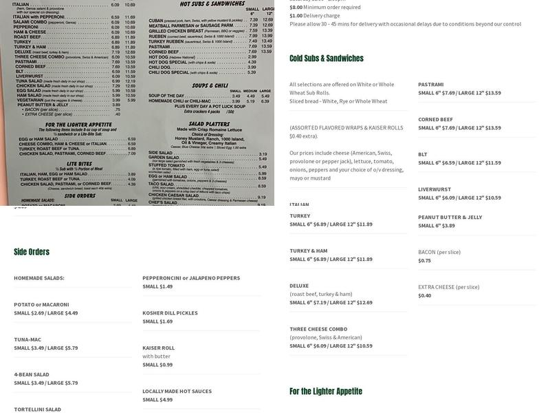 The Connection For Subs & Sandwiches Menu
