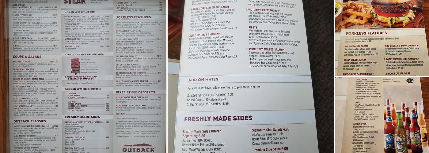 Outback Steakhouse Menu