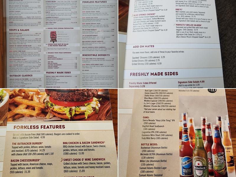 Outback Steakhouse Menu