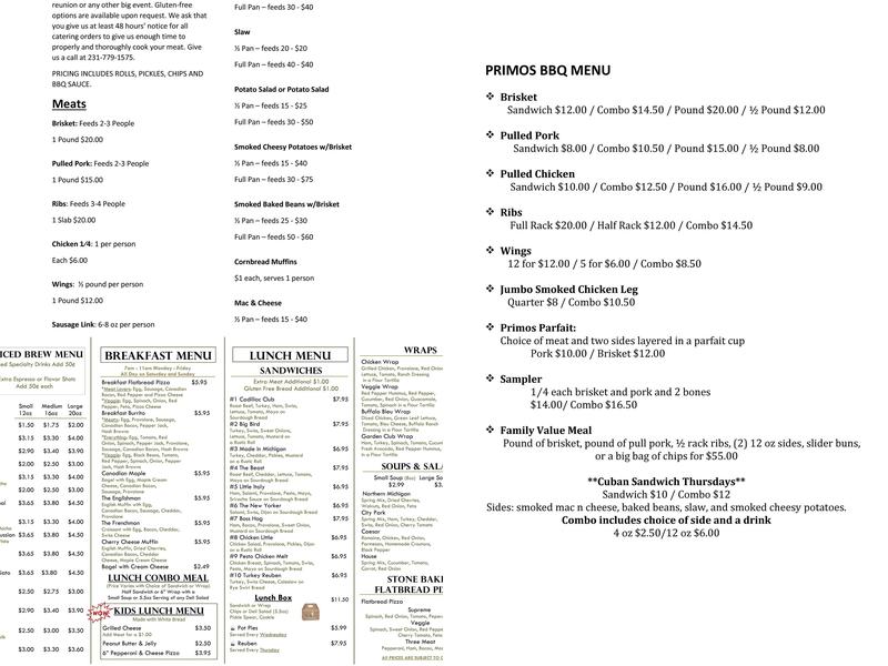 PRIMOS BBQ Menu