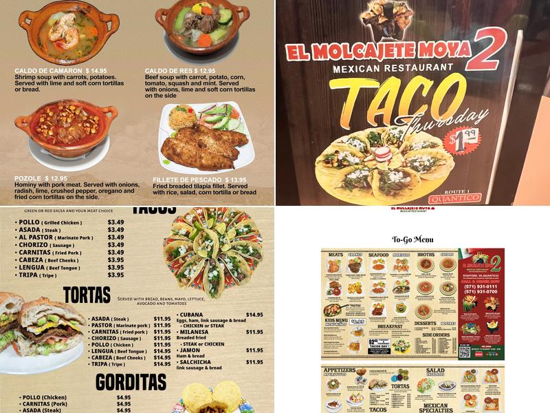 El Molcajete Moya 2 Menu