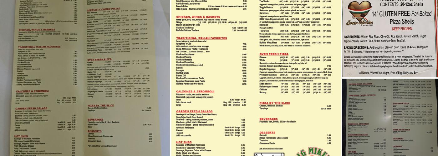Big Mikes Pizza Menu