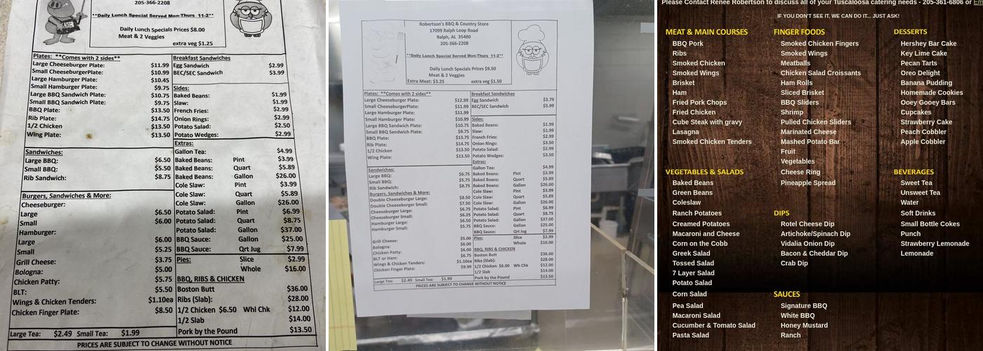 Robertson BBQ & Country Store Menu