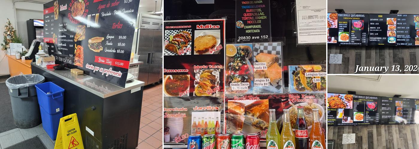 Porterville Quesabirrias Menu