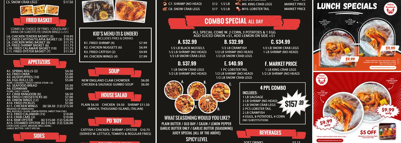 Juicy Seafood & Bar - Southaven Menu