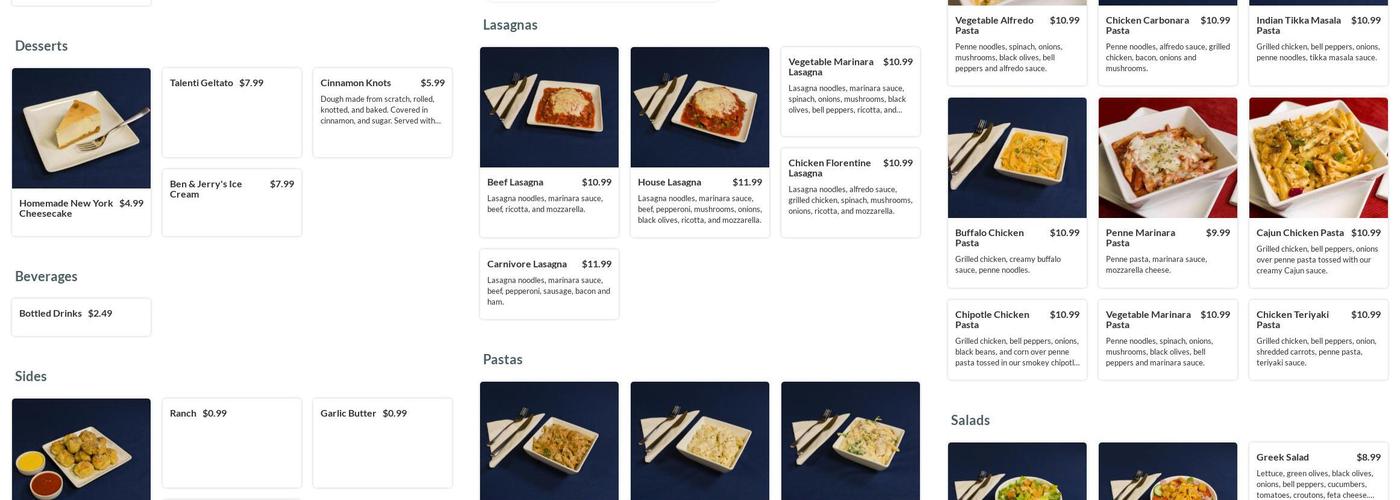 Impasta Menu
