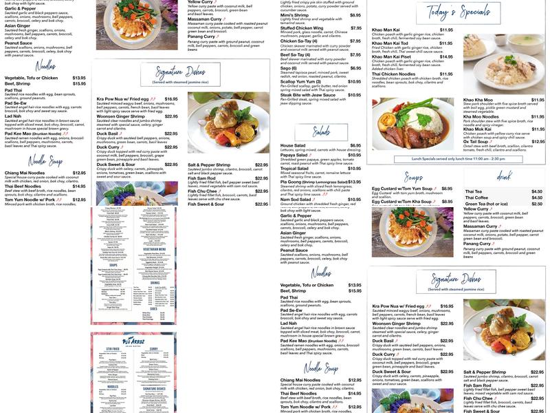 Blu Arroz Asian Bistro Menu