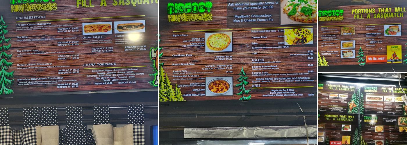 Bigfoot Philly Cheesesteaks Menu
