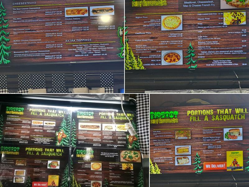 Bigfoot Philly Cheesesteaks Menu