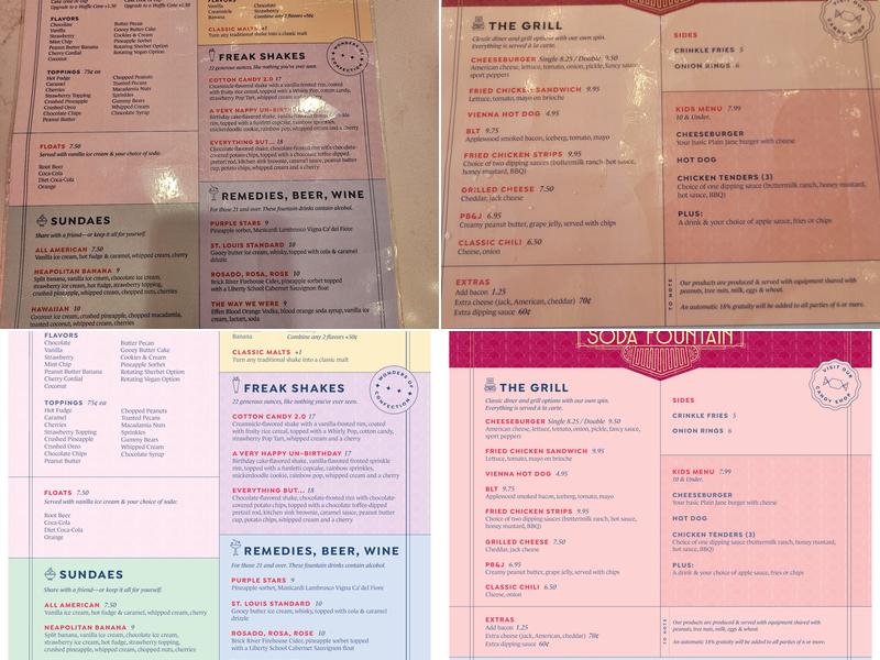 St. Louis Union Station Soda Fountain Menu