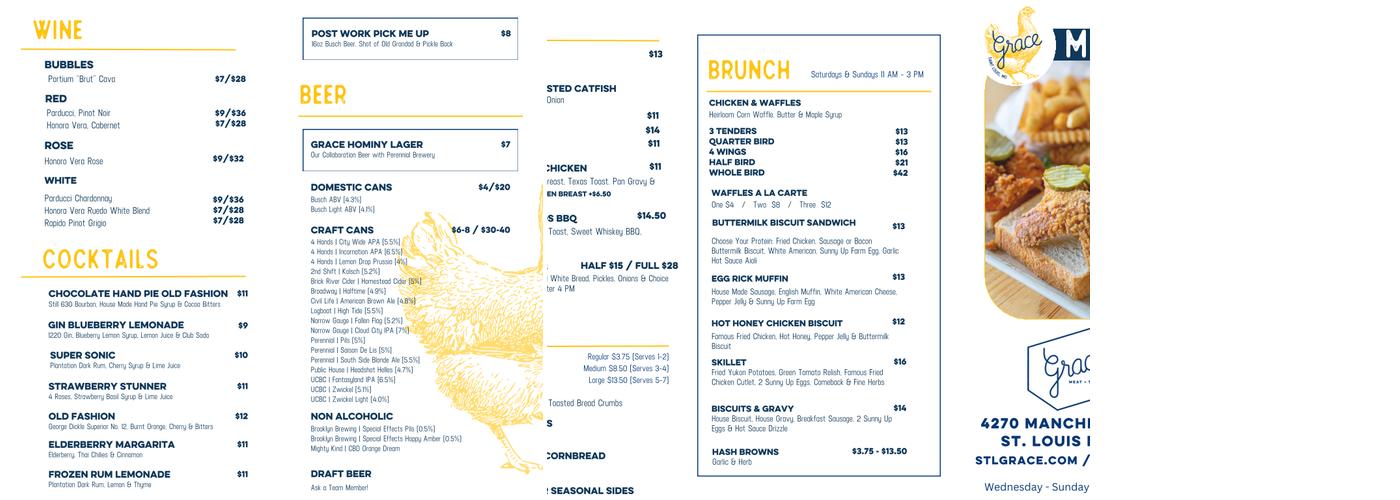 Grace Chicken + Fish Menu