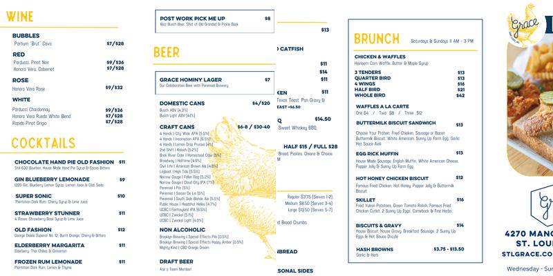 Grace Chicken + Fish Menu