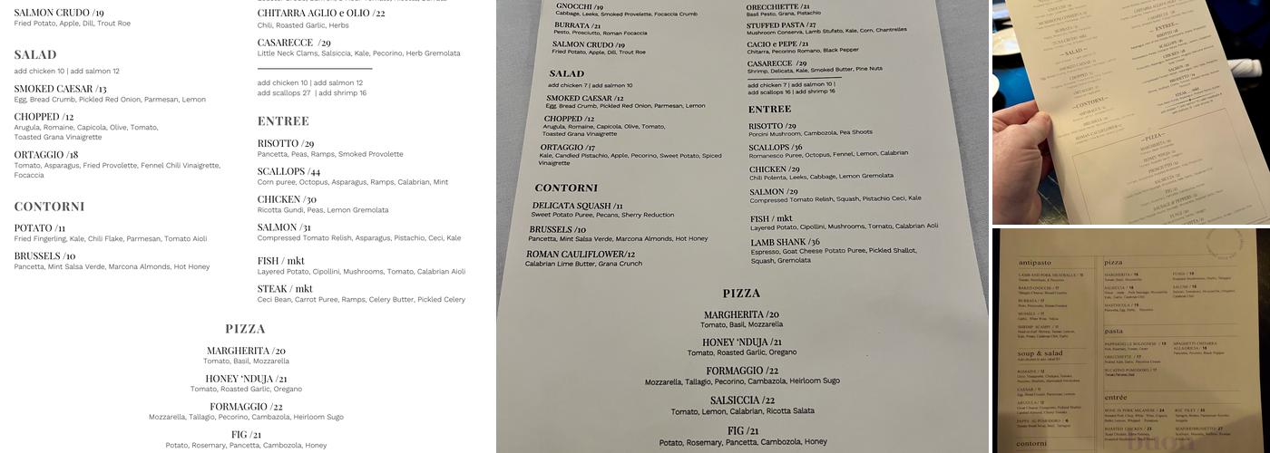 Edera Italian Eatery Menu