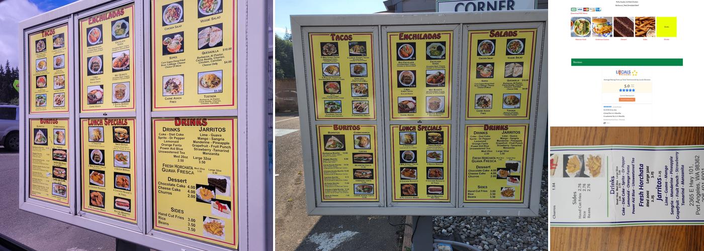 Corner Restaurant Menu