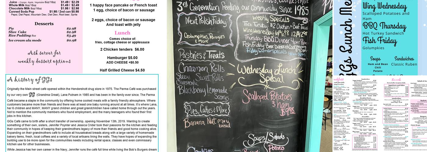 GG’s Cafe Menu